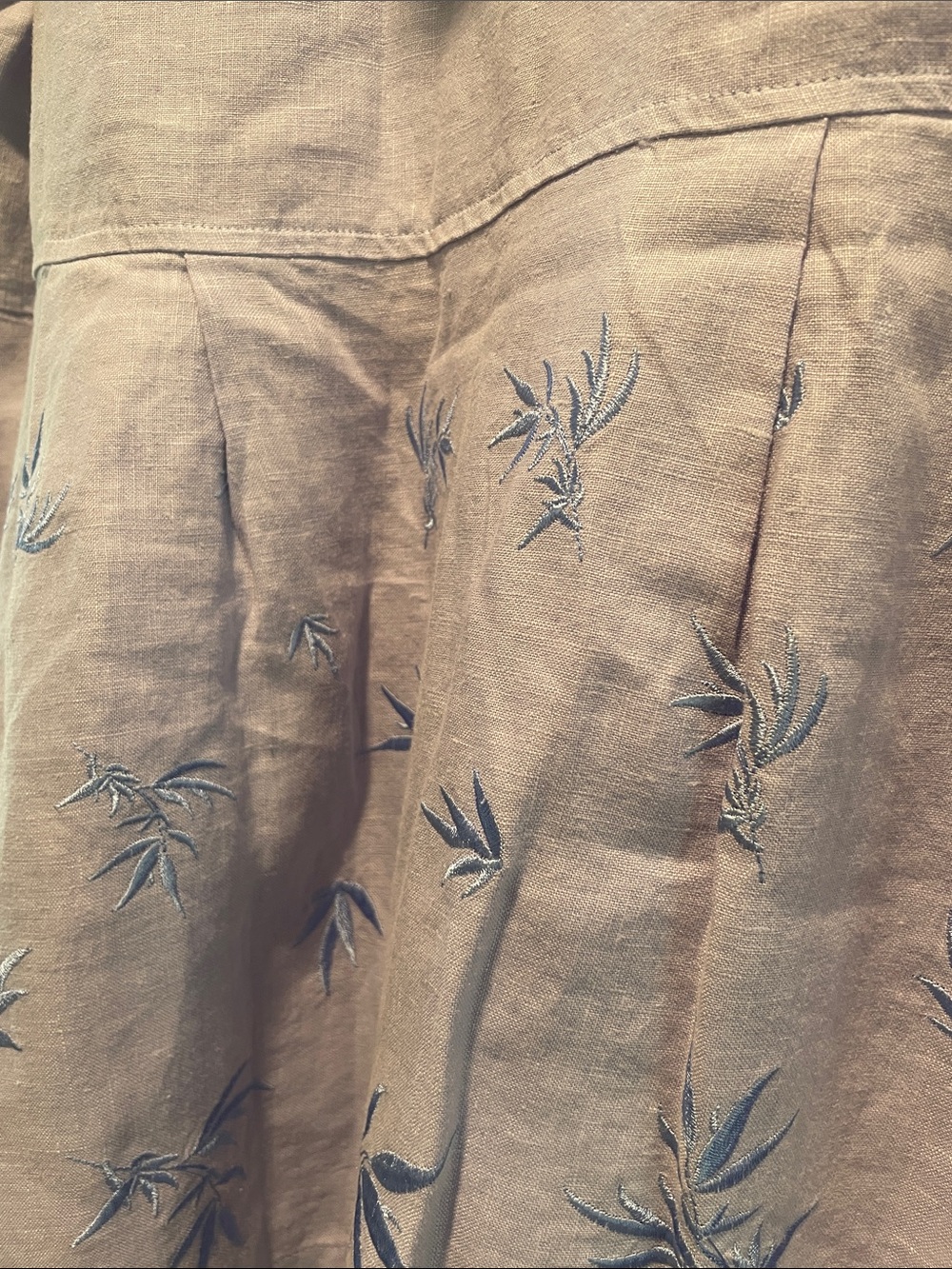 Kleen Light Blue Embroidered Hooded Linen Trench Coat Shell Button Down - Picture 9 of 11